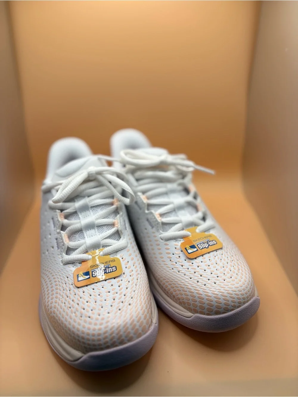 Skechers White Sneakers with Pink & Mint Accents